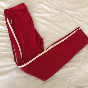 SOLD!!!!!! Track leggings pants in red and white